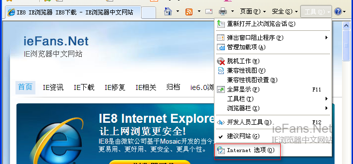 IE8 Internet選項